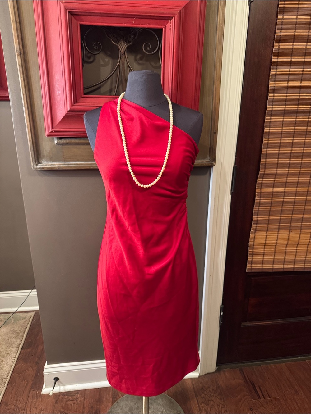 Armani Exchange Red One-Shoulder Sheath Dress